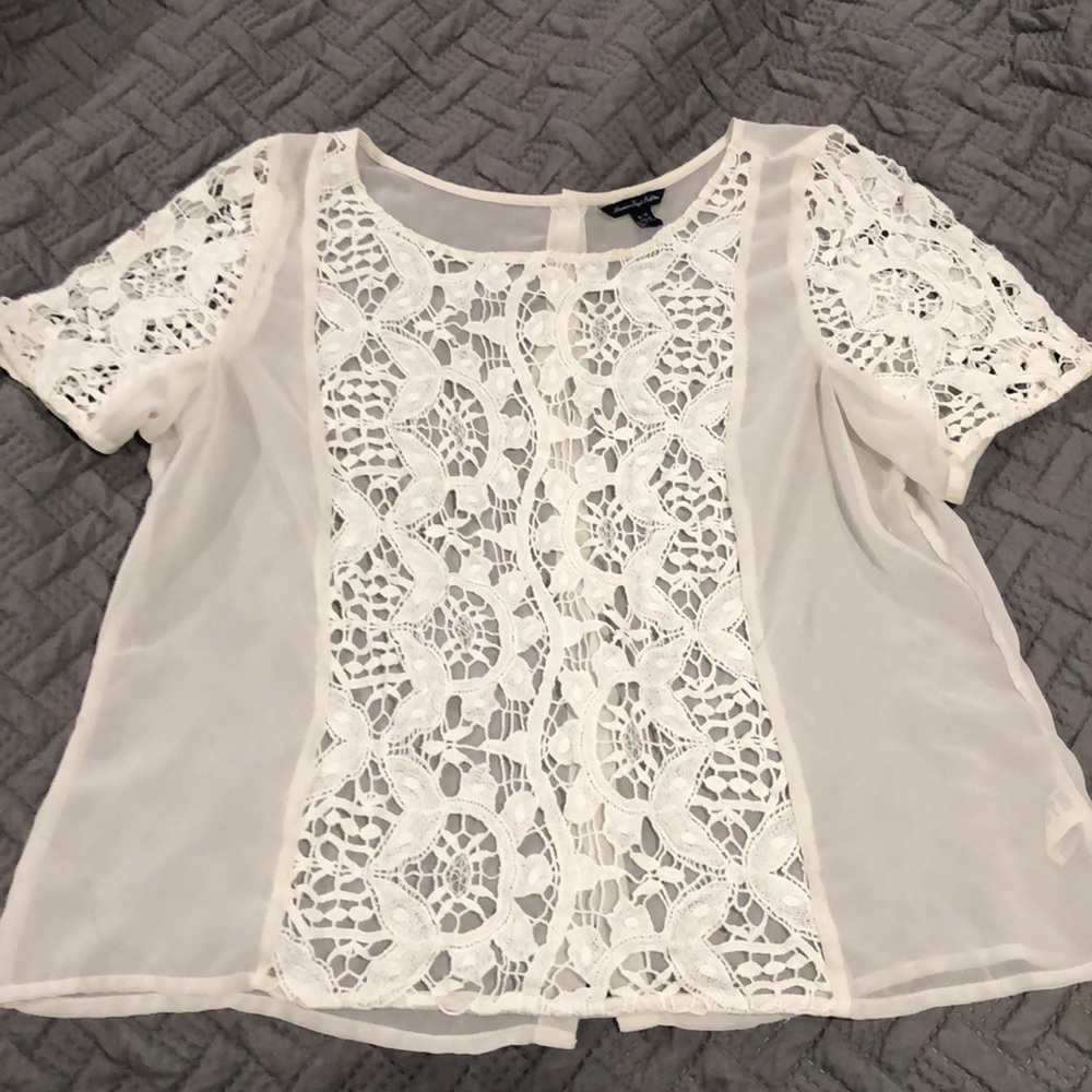 American Eagle Ivory Lace Top